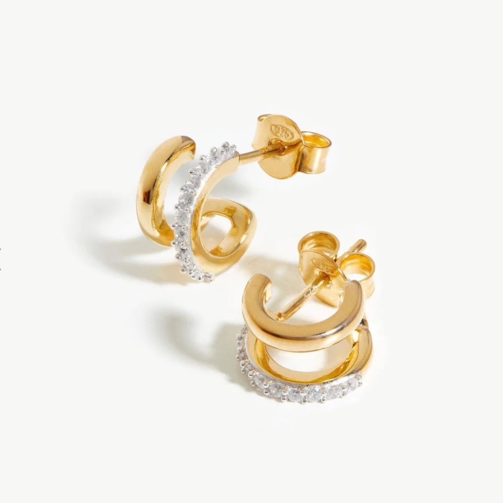 Missoma Classic Double Huggies | 18ct Gold Plated Vermeil/Cubic Zirconia